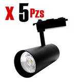 LUMINARIO PARA RIEL 15W FRIO 5 Piezas