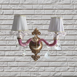 APLIQUE CRISTAL ROSA VS ORO 2 LUZ 1 Pieza - Interled Mexico