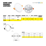 Downlight Redondo Empotrado Ajustable 20W Frio 10 Piezas - Interled Mexico